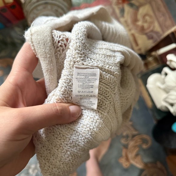 Free People Oversized Knit Long Butterfly Sleeve Cream Ivory Sweater - Picture 9 of 9